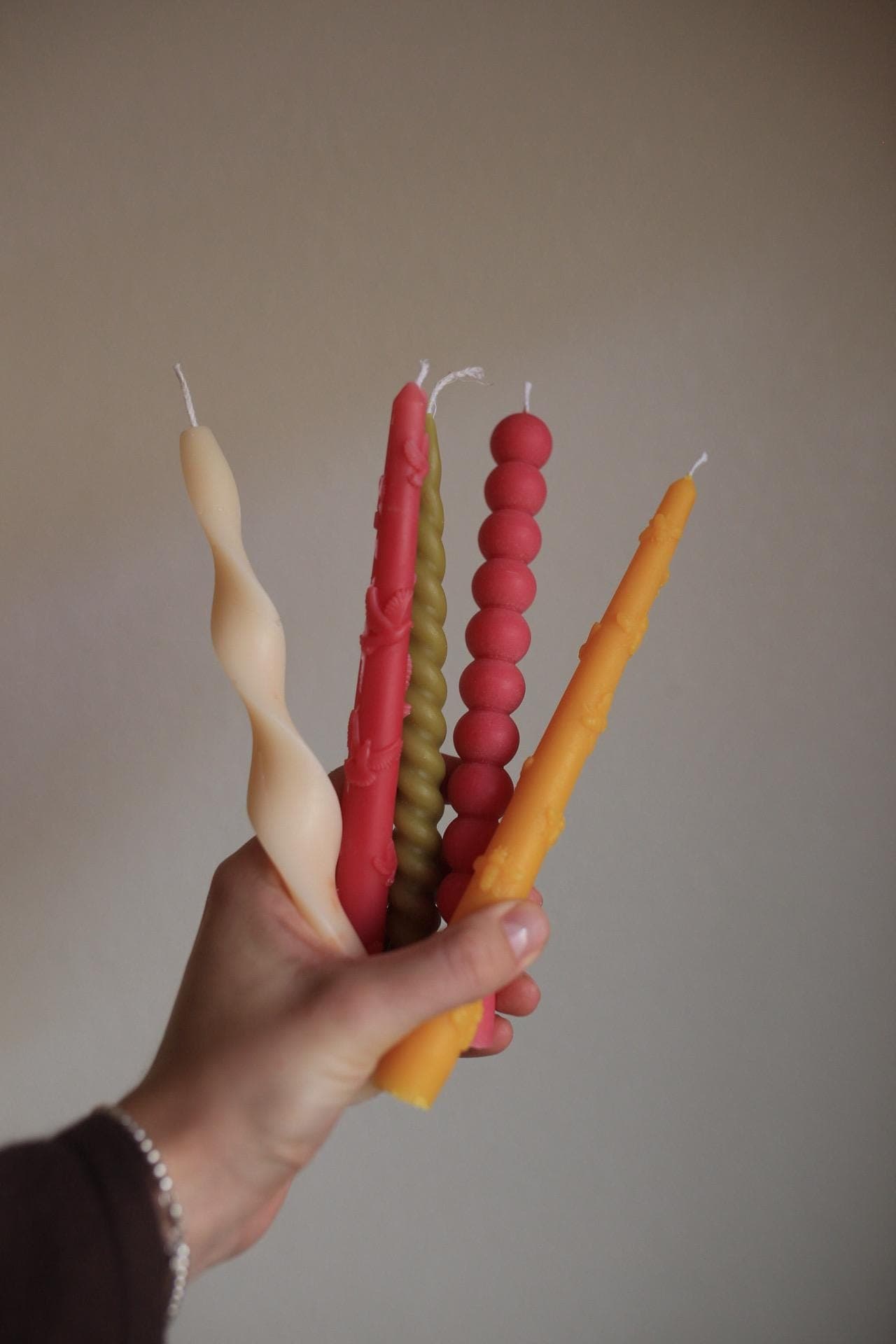 Spring Colored Taper Candles Set 5 2