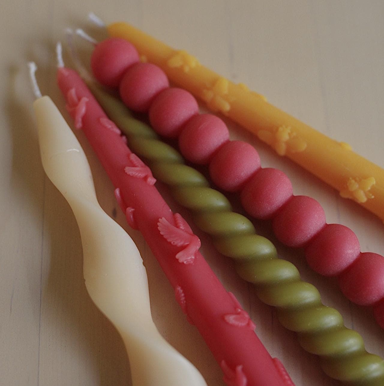 Spring Colored Taper Candles Set 5 3