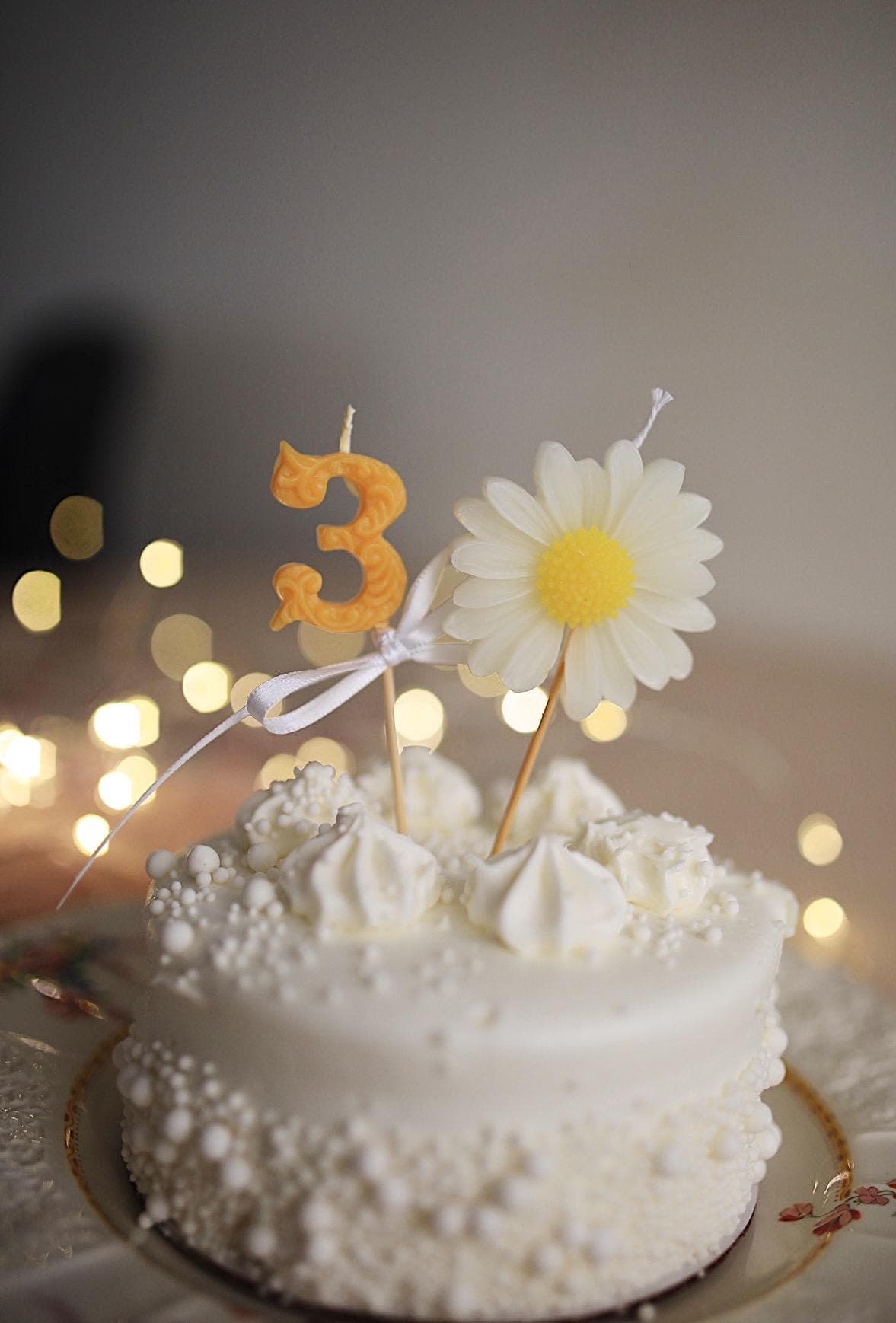 Daisy cake candle set 5