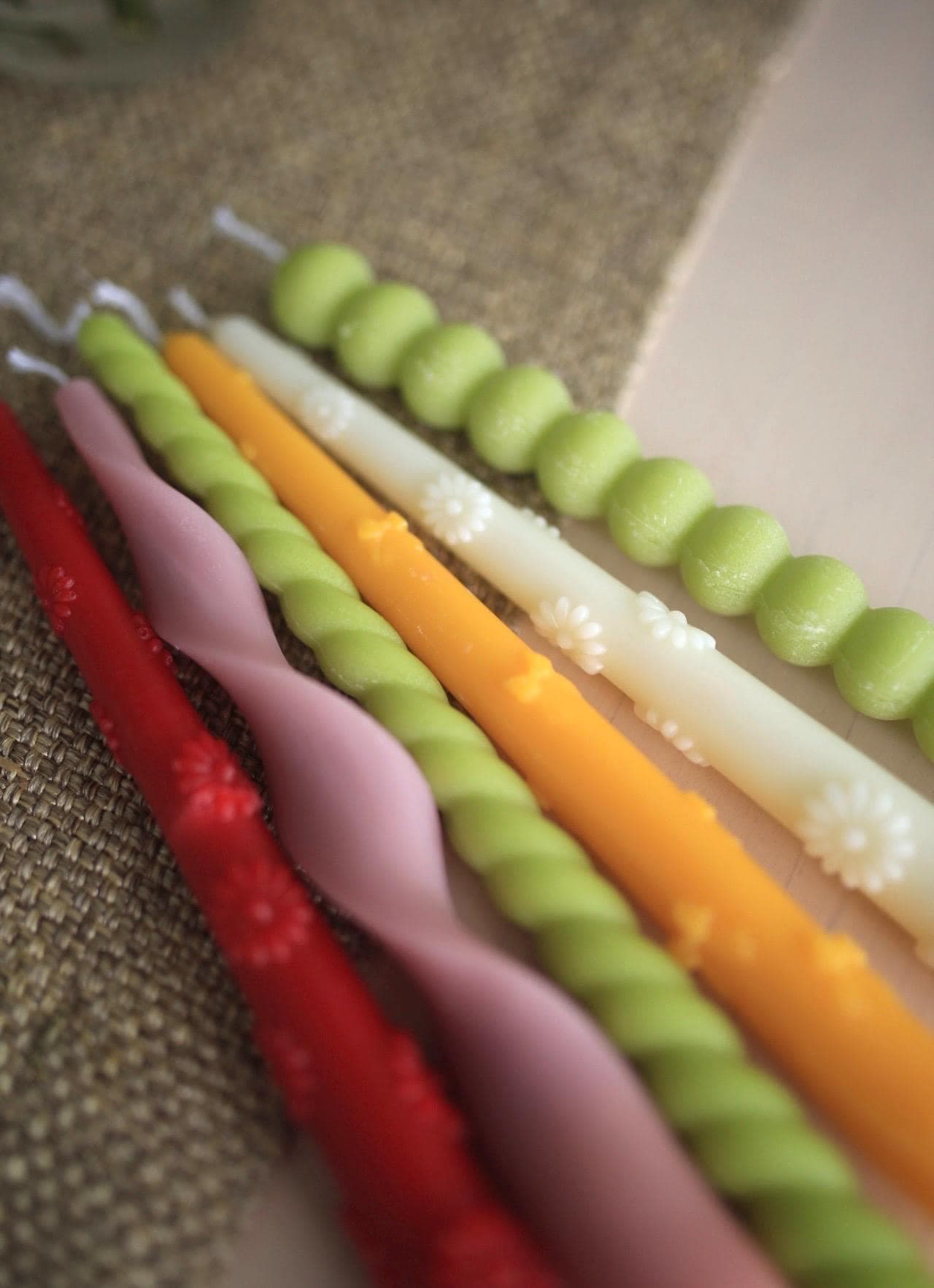 Spring Colored Taper Candles Set 5 10
