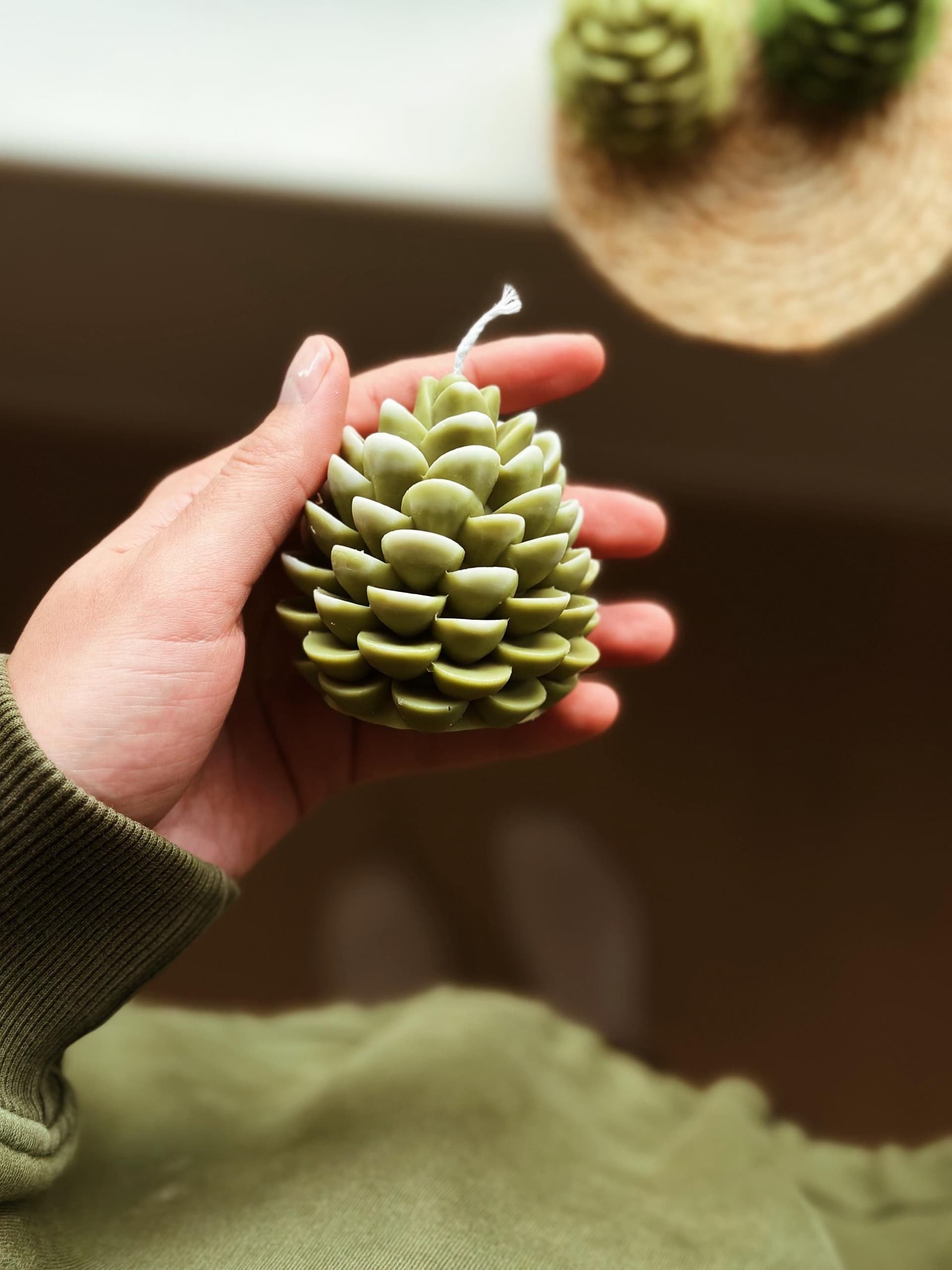 Pine Cone Candle Handmade Beeswax 3