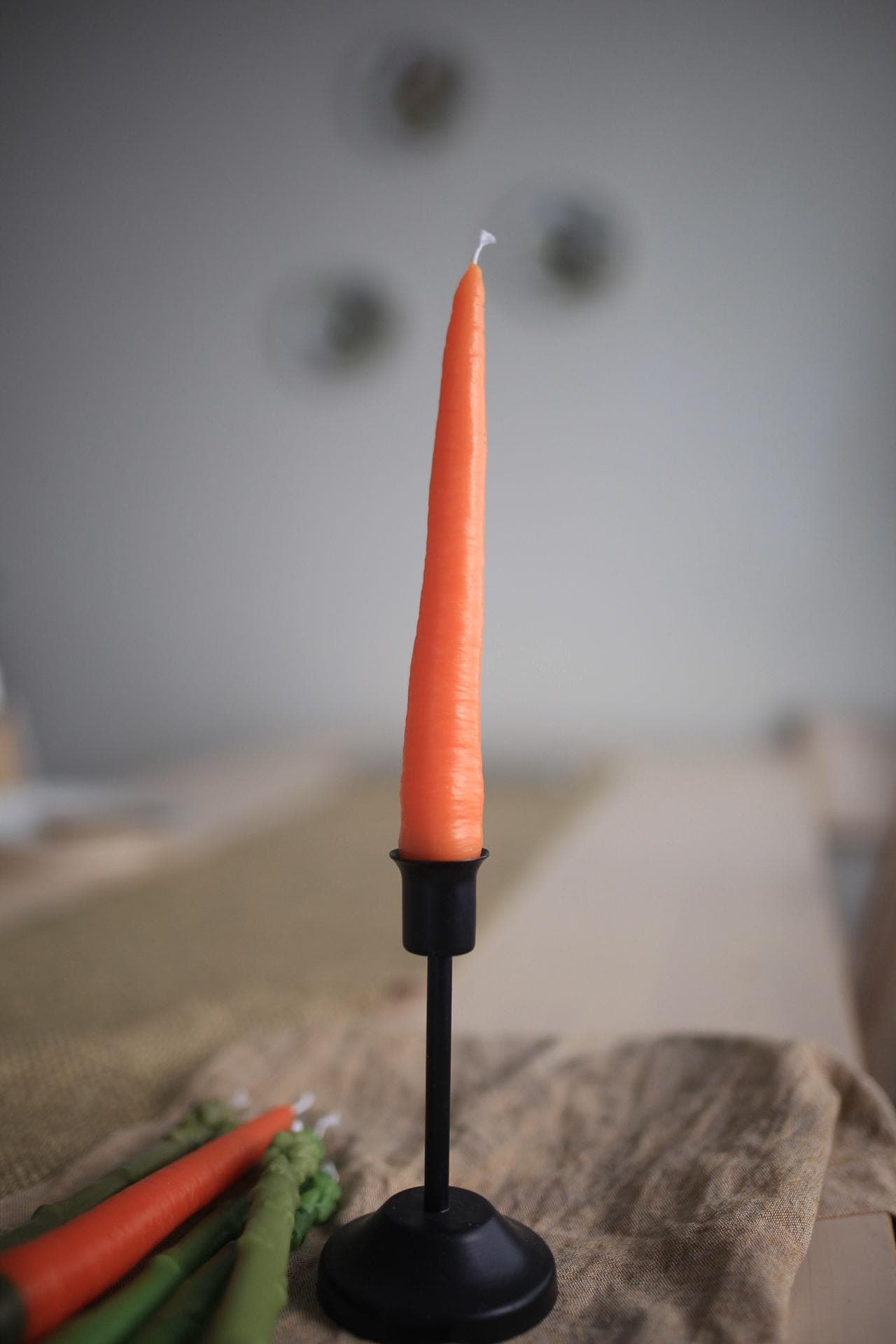 Carrot beeswax candle 9