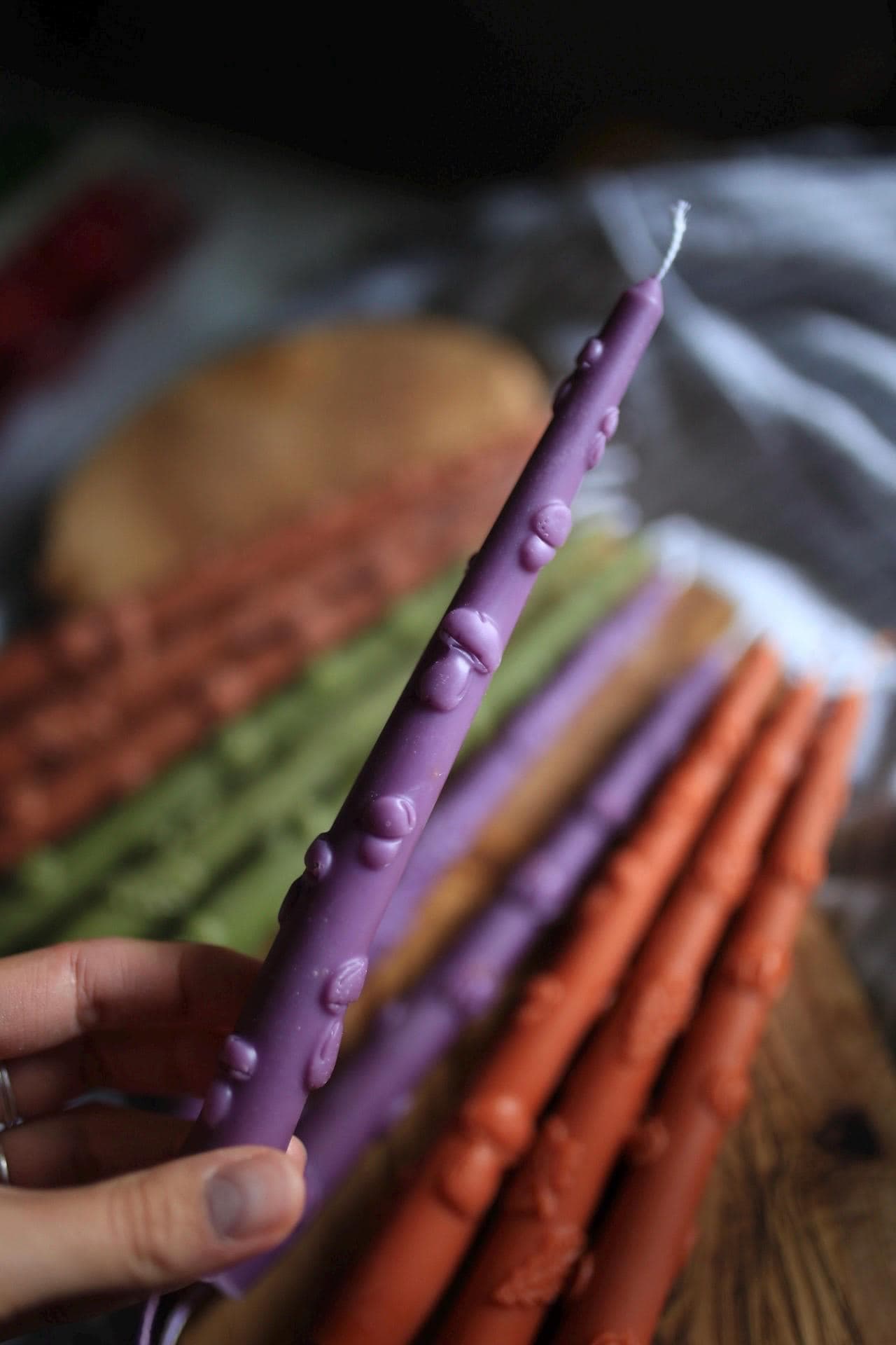 Hand-Poured Natural Beeswax Mushroom Taper Candle 5