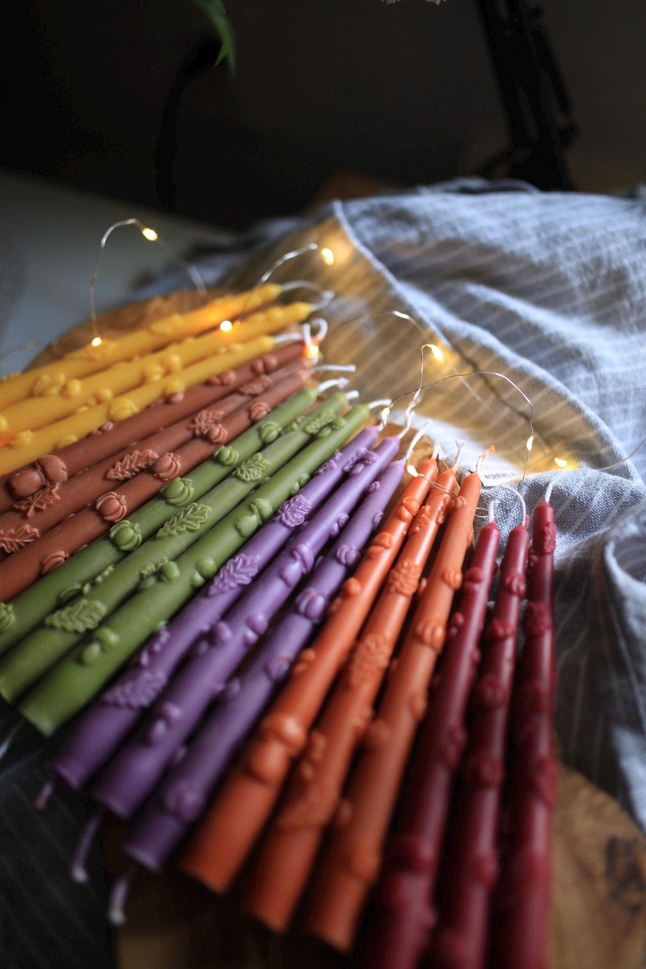 Hand-Poured Natural Beeswax Mushroom Taper Candle 6