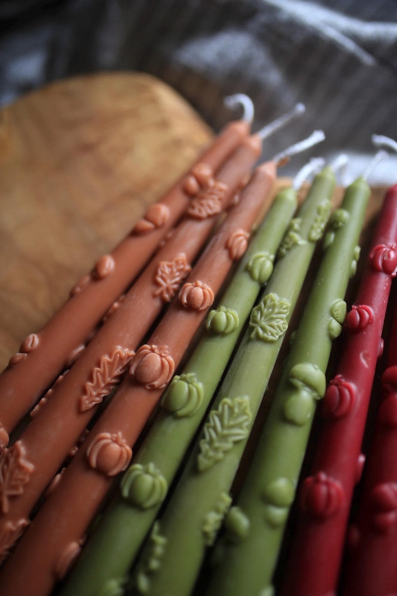 Hand-Poured Natural Beeswax Mushroom Taper Candle 8