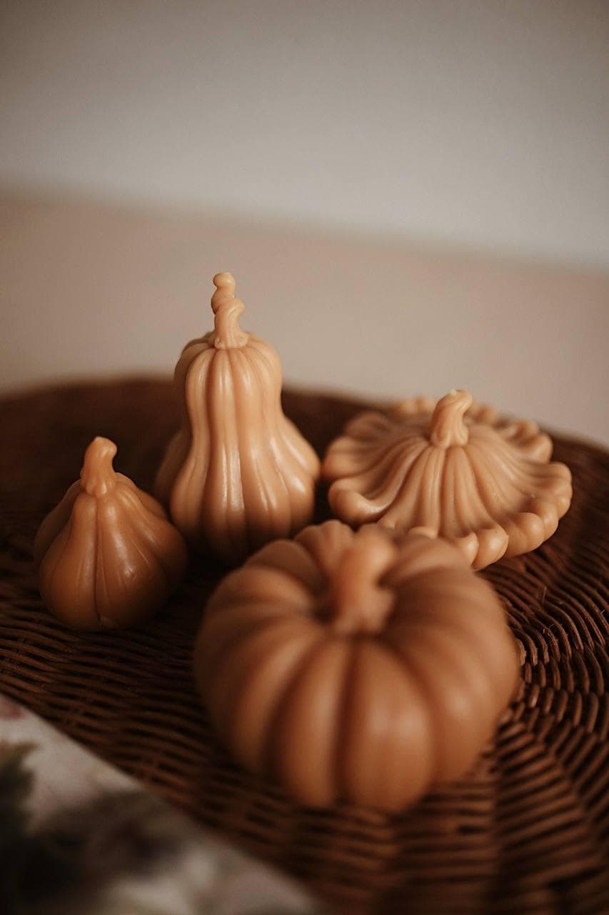 Handmade Beeswax Pumpkin Candle Set