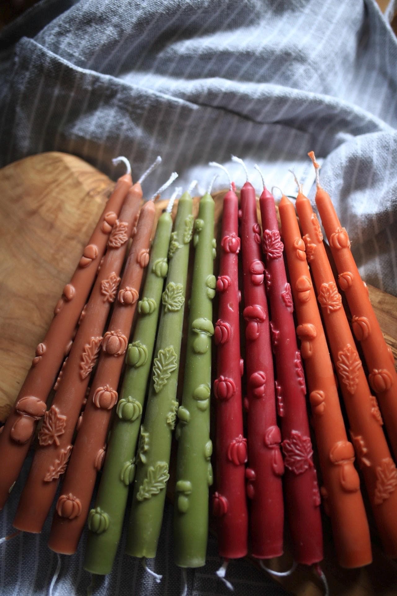 Hand-Poured Natural Beeswax Mushroom Taper Candle 2