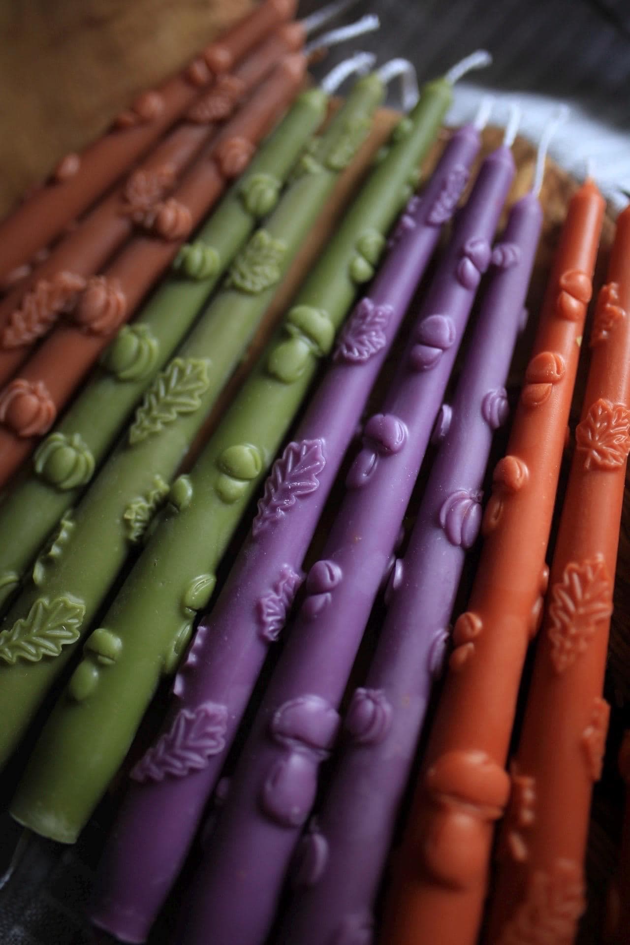 Hand-Poured Natural Beeswax Mushroom Taper Candle 9