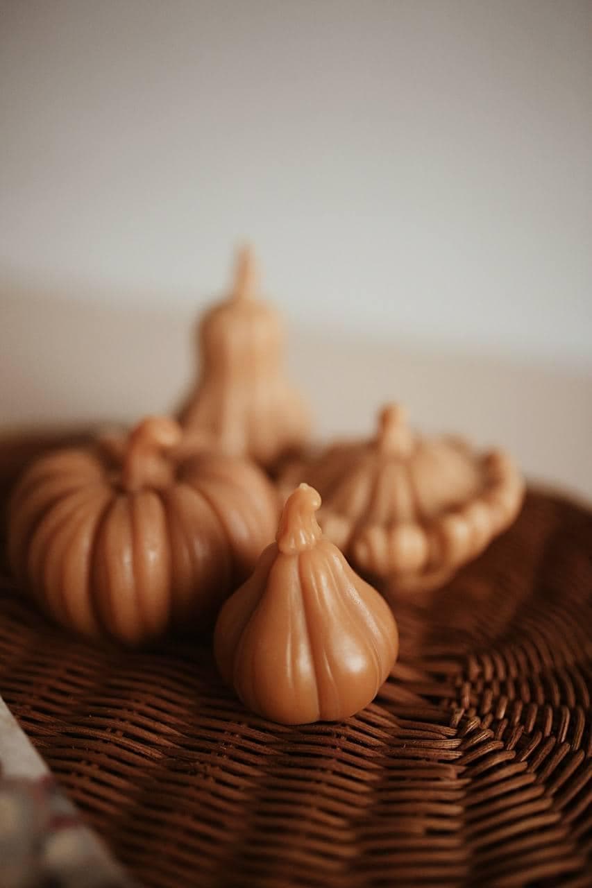 Handmade Beeswax Pumpkin Candle Set 6