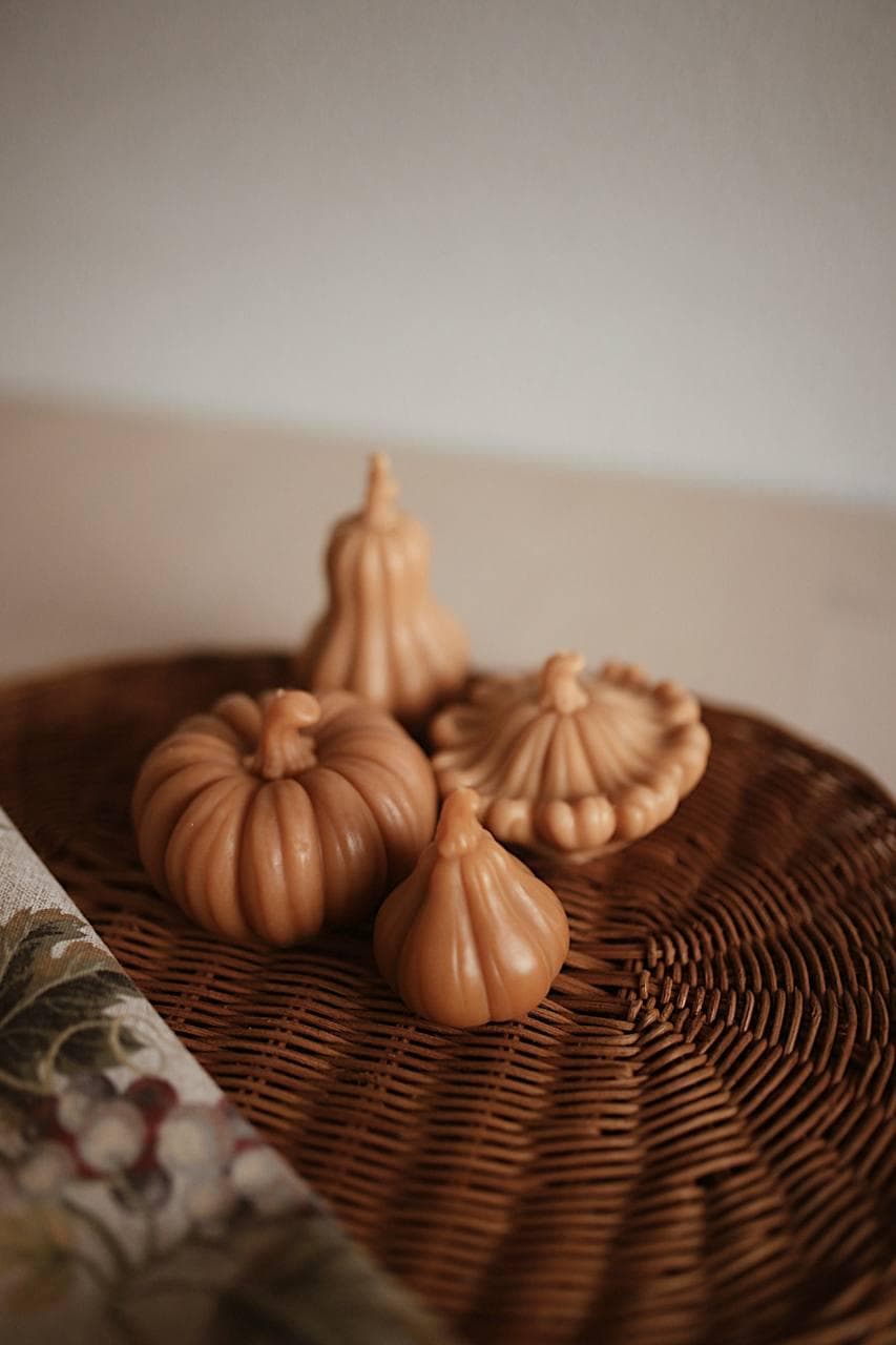 Handmade Beeswax Pumpkin Candle Set 5